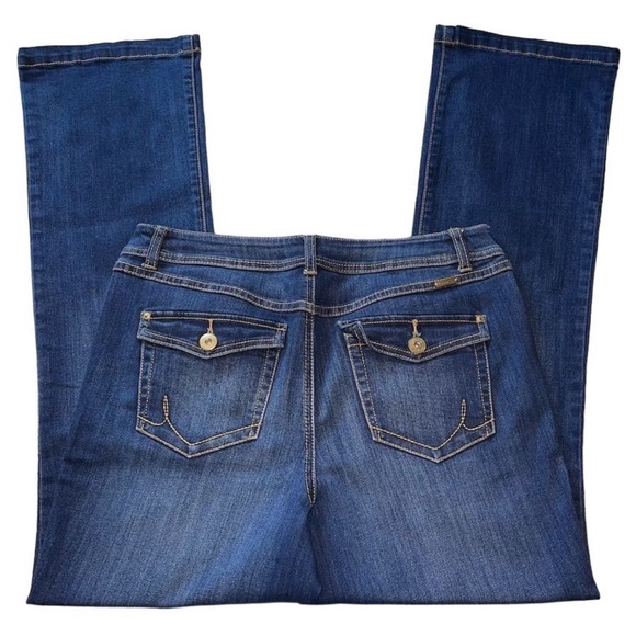 INC International Concepts Dark Wash Mid-Rise Flap Pocket Bootcut Denim Jeans - Picture 1 of 8